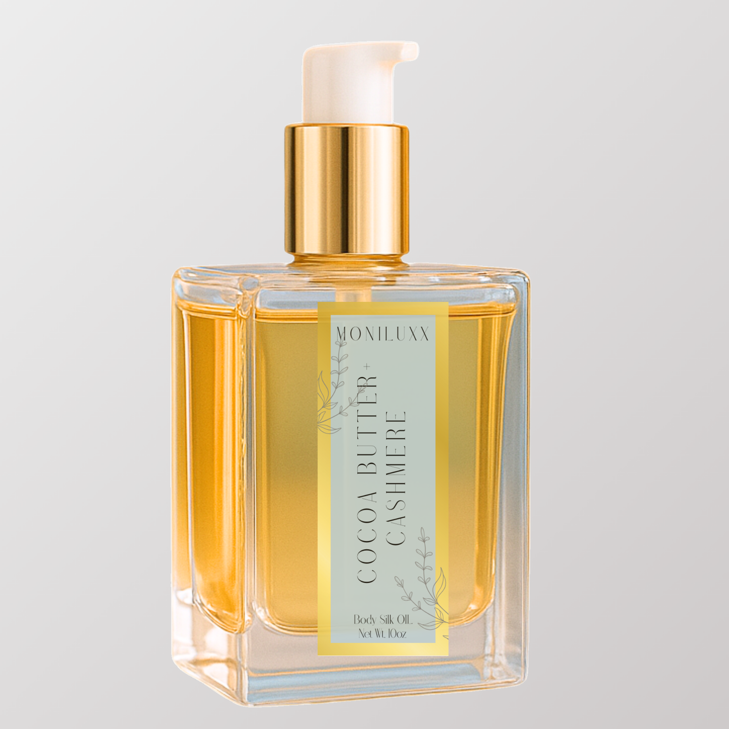 square glass bottle on a white background