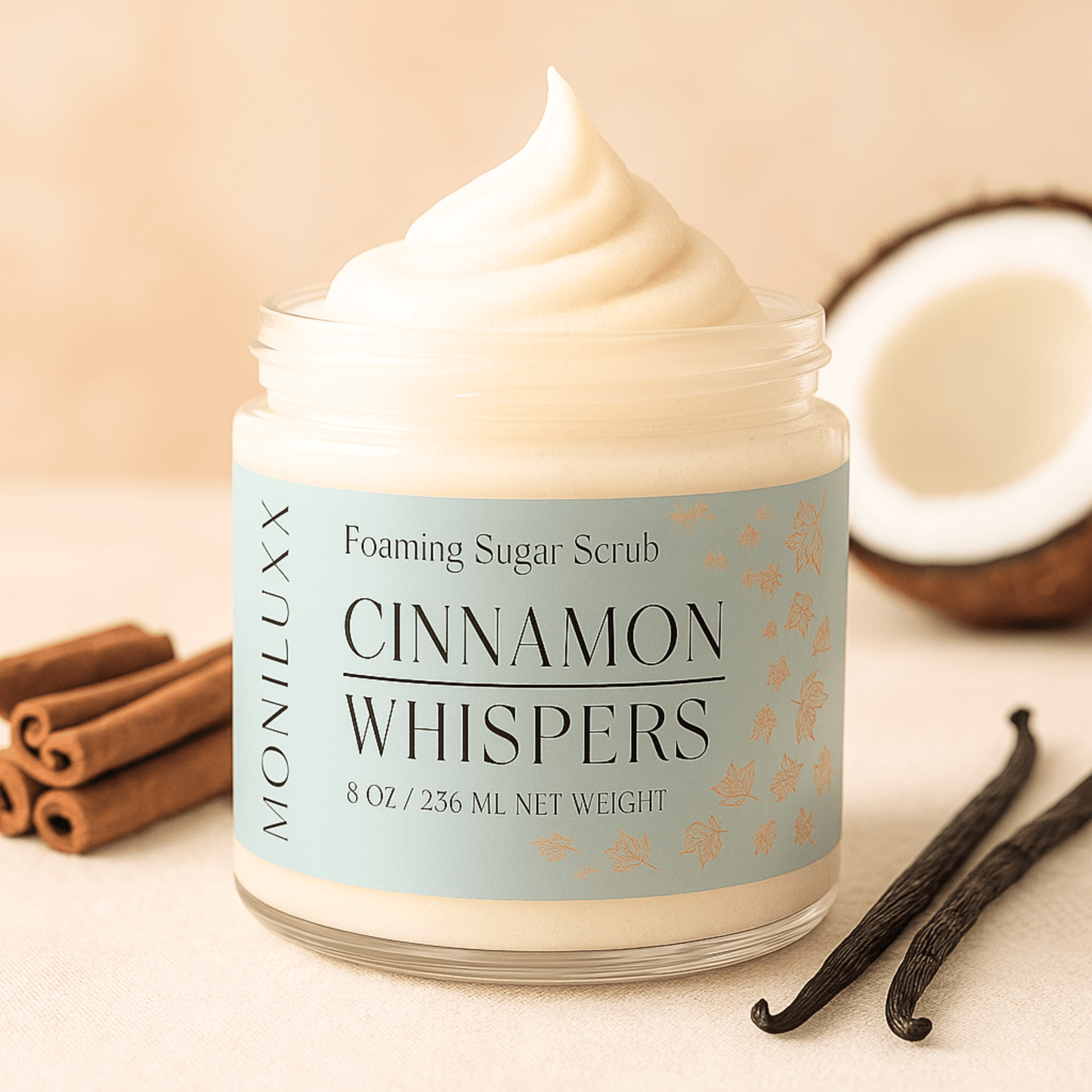 Cinnamon Whispers Foaming Sugar Scrub - Moniluxx