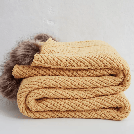Chenille Fur Pom | Yellow - Moniluxx