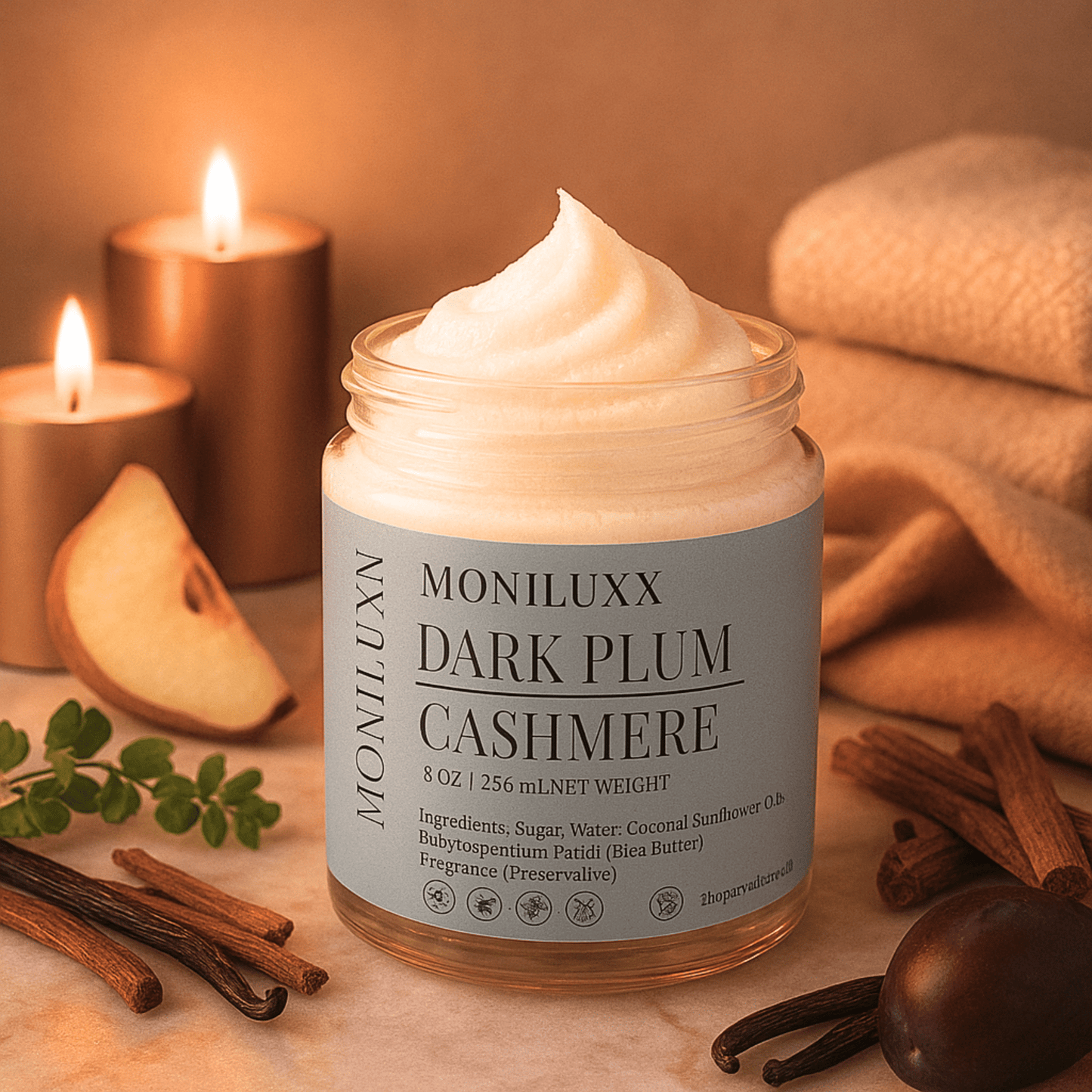 Dark Plum+Cashmere Foaming Sugar Scrub - Moniluxx
