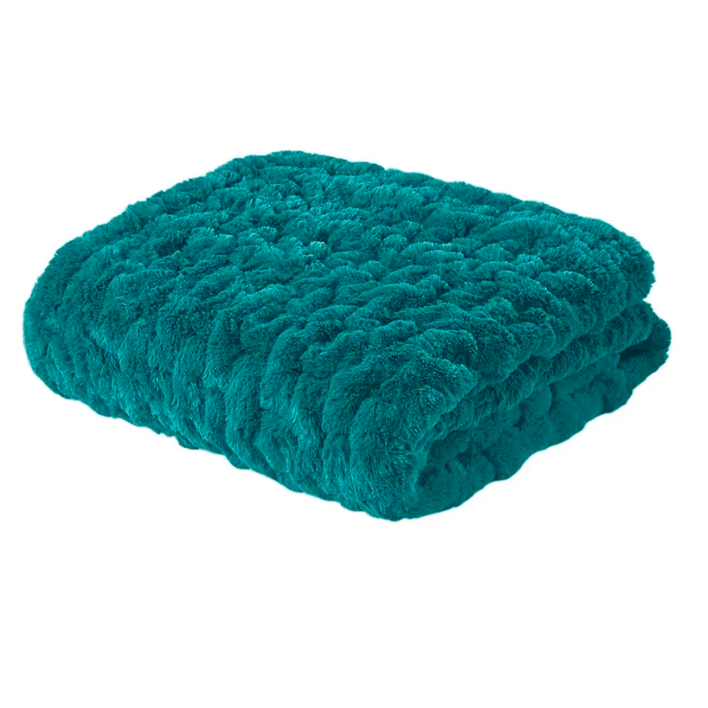 Teal Ruched Throw