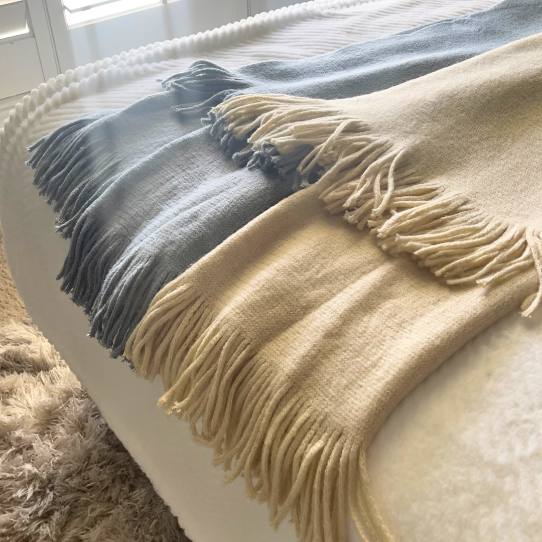 Blue Ecru Colorblock Throw