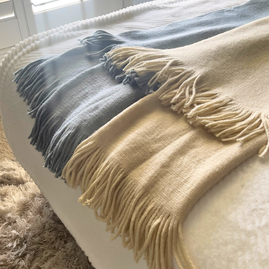 Blue Ecru Colorblock Throw