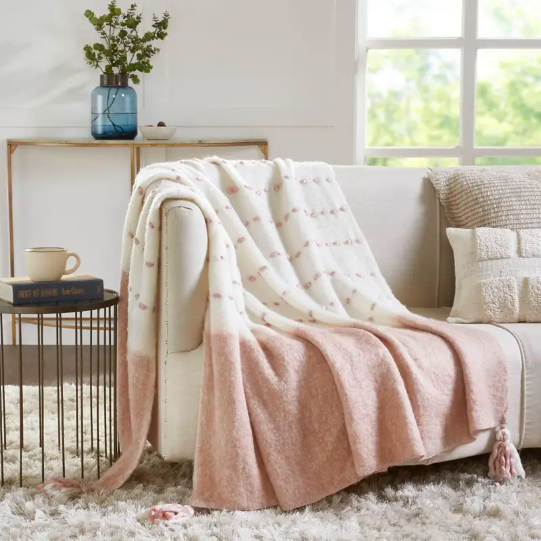 Blush Mohair Throw