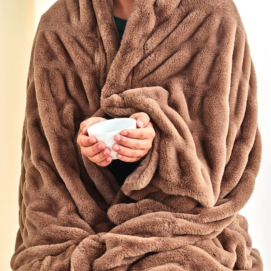 Caramel Ruched Throw