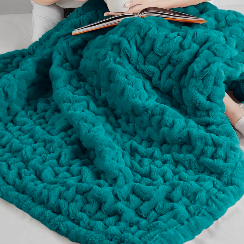 Teal Ruched Throw