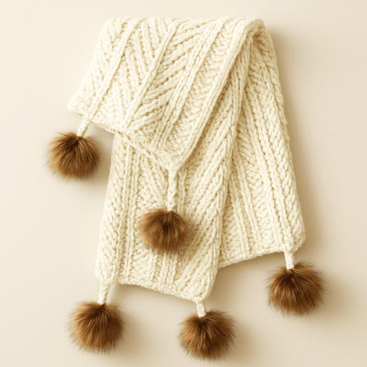 Vanilla Chenille Fur Pom - Moniluxx