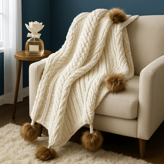 Vanilla Chenille Fur Pom - Moniluxx