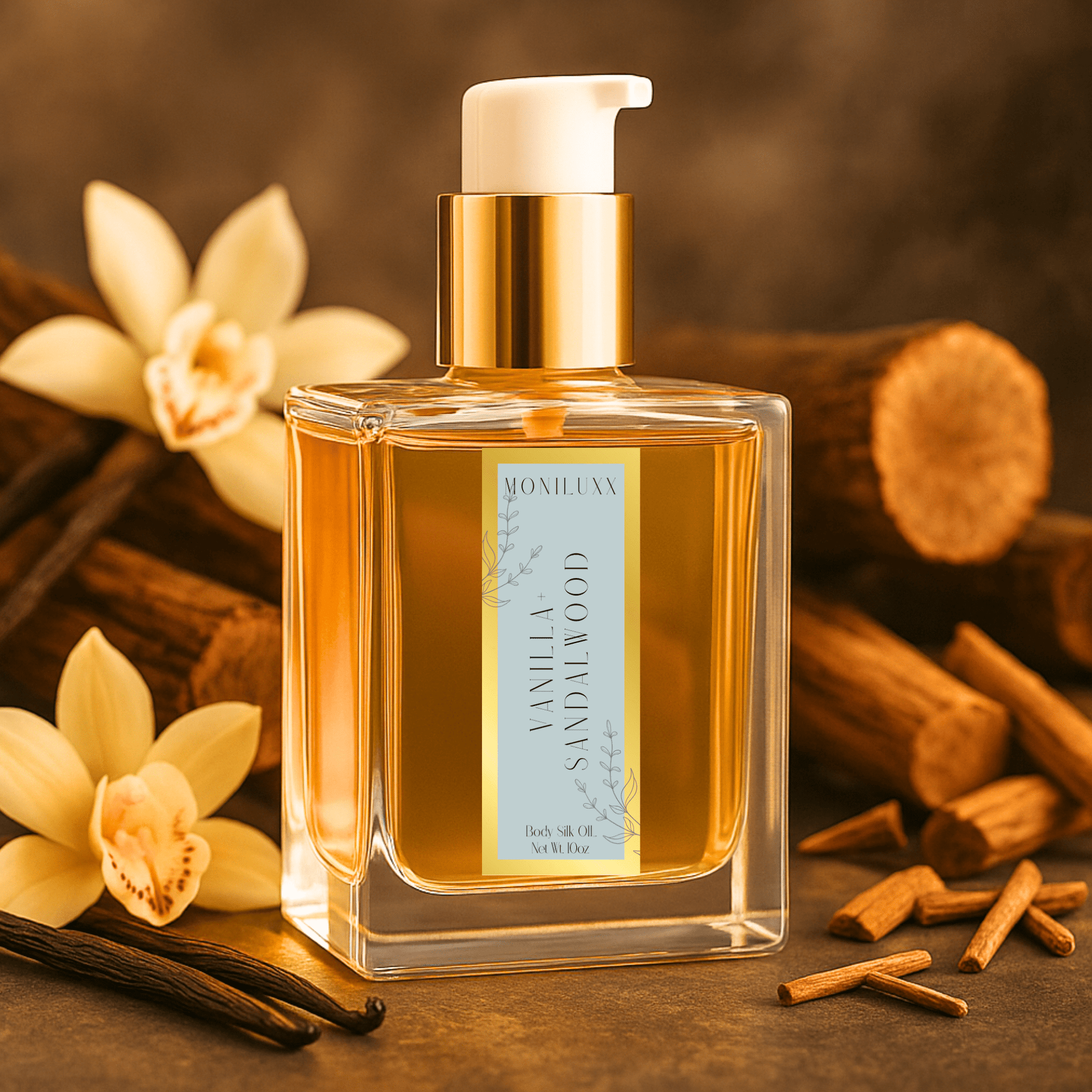 Vanilla+Sandalwood Body Silk Oil - Moniluxx